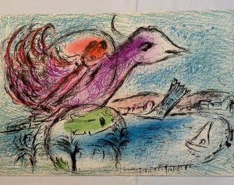 Marc Chagall Original Lithograph “La Baie” (The Bay) Derrière Le Miroir, June 1962