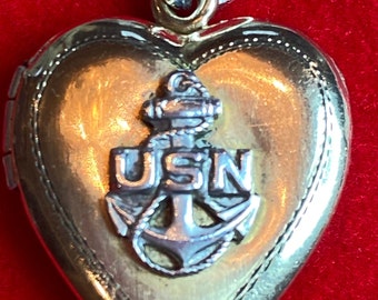 Antique Sterling Silver and Gold-Plated US Navy Heart Locket