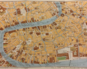 Canal Grande, Venice Italy, vintage map, 10.25 x 6 inches, Italy