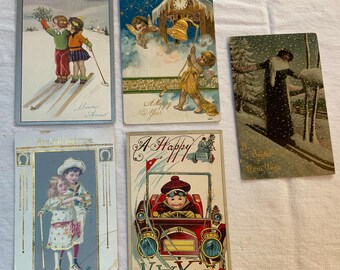 Antique New Year’s Postcards - set of 5