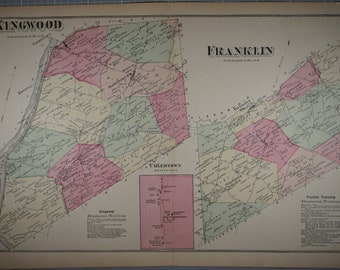 Original 1873 map of Kingwood and  Franklin Township,  New Jersey, Hunterdon County