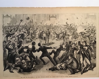 New York City-The Members of the Stock Exchange Indulging in a holiday frolic on the day before Christmas, Jan 12, 1878 11x16 inches