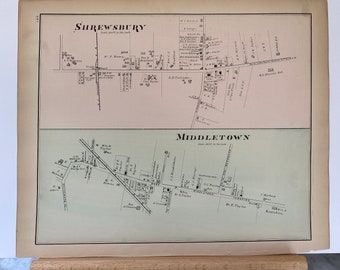 Original 1878 Map of Shrewsbury and Middletown, New Jersey