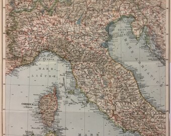 1928 Vintage Map of Italy, 10.75x12 inches, Excellent Condition!