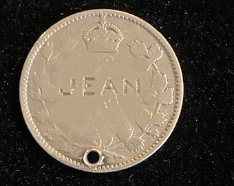 Love/Friendship token/charm on an 1800’s British coin featuring “Jean”