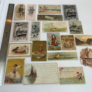 Antique Victorian Nautical Paper Trade Cards and Ephemera for Crafts