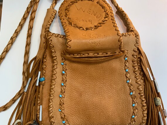 Wonderful Vintage deerskin handmade purse by Ches… - image 4