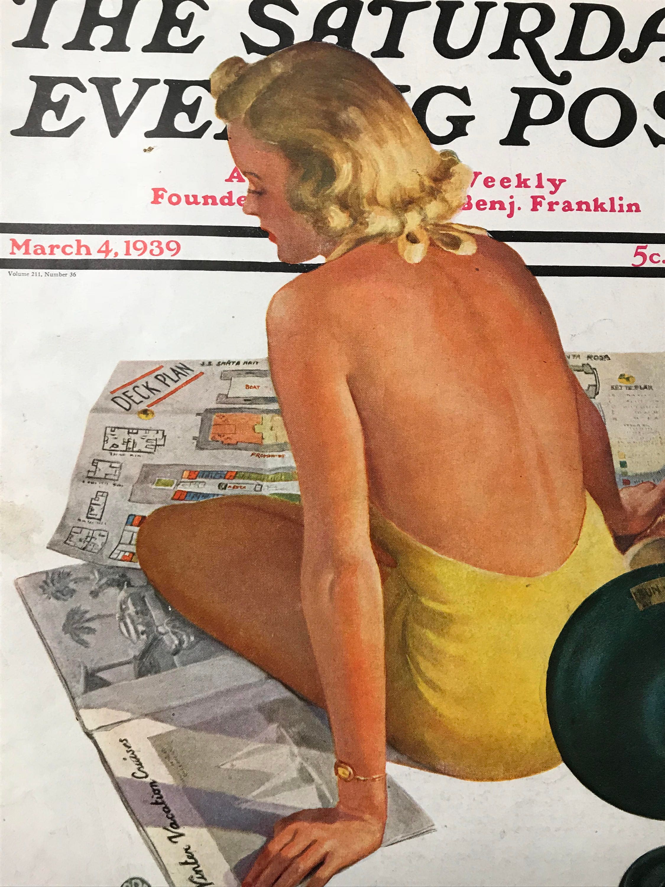 MARCH 4 1939 SATURDAY EVENING POST magazine PINUP COVER 