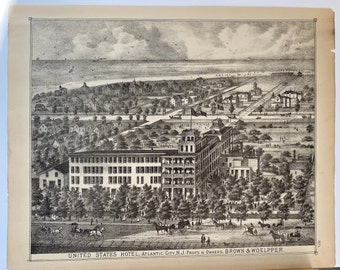 Original 1878 print of Atlantic City, New Jersey