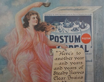 Vintage Postum Coffee Substitute Advertisement Featured in Ladies Home Journal, 1911.