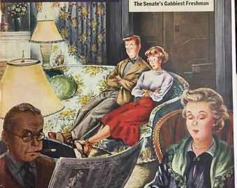 Original The Saturday Evening Post Cover October  1, 1949 By Alajalou,  10.75 x 13 inches, Good Condition!