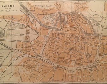 Amiens, vintage, 6 x 9.25 inches, 1913, Northern France