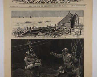 The Disatrous Storm of February 17th - Rescue of a Schooner’s Crew off Fire Island by the Life-Saving Corps.