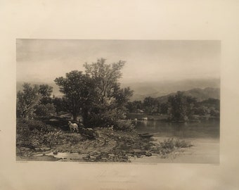 The Housatonic, vintage, 1873, 12 x 8.5 inches, Massachusetts, Connecticut, United States