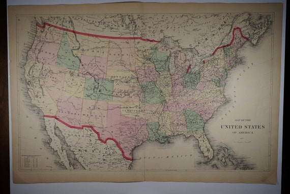 Original 1873 Map of the United States - Etsy