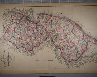 Original 1873 map of New Jersey
