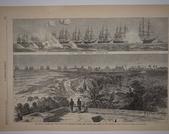 The Naval Review - Key West, From the Martello Tower - Fort Taylor and Fleet in the Distance, 1874