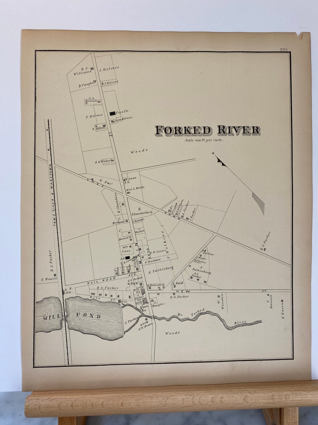 Original 1878 Map of Forked River New Jersey Etsy