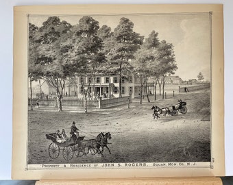 Original 1878 print of “Rogers’ Park” in Spring Lake, New Jersey