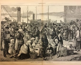 Emigrants Leaving Queenstown For New York, September 26, 1874, Harpers Weekly, Excellent Condition