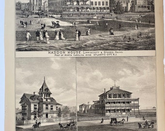Original 1878 print of Atlantic City, New Jersey