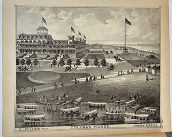 Original 1878 print of Asbury Park, New Jersey