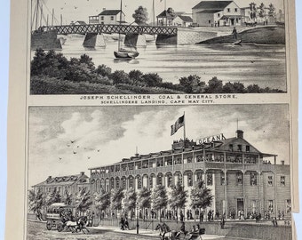 Original 1878 print of Cape May, New Jersey