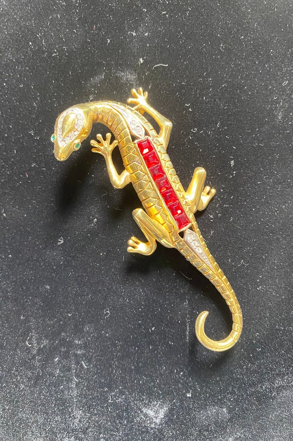 Wonderful art-deco style antique sterling lizard … - image 1