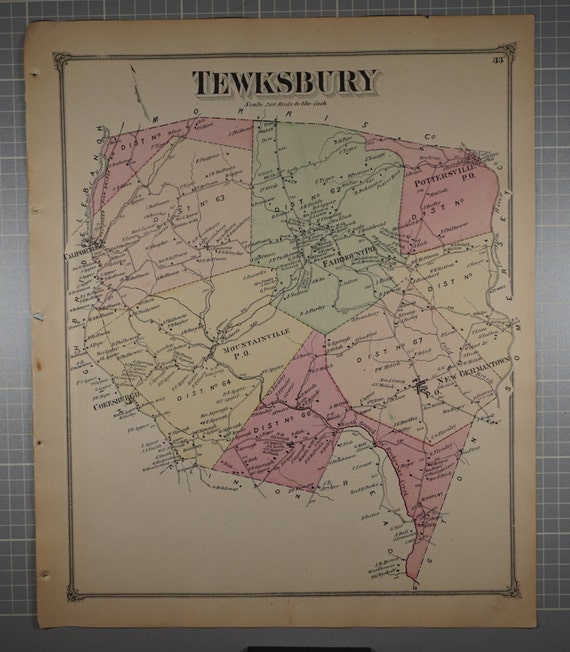 1909 Town Map of Bloomsbury Hunterdon County New Jersey