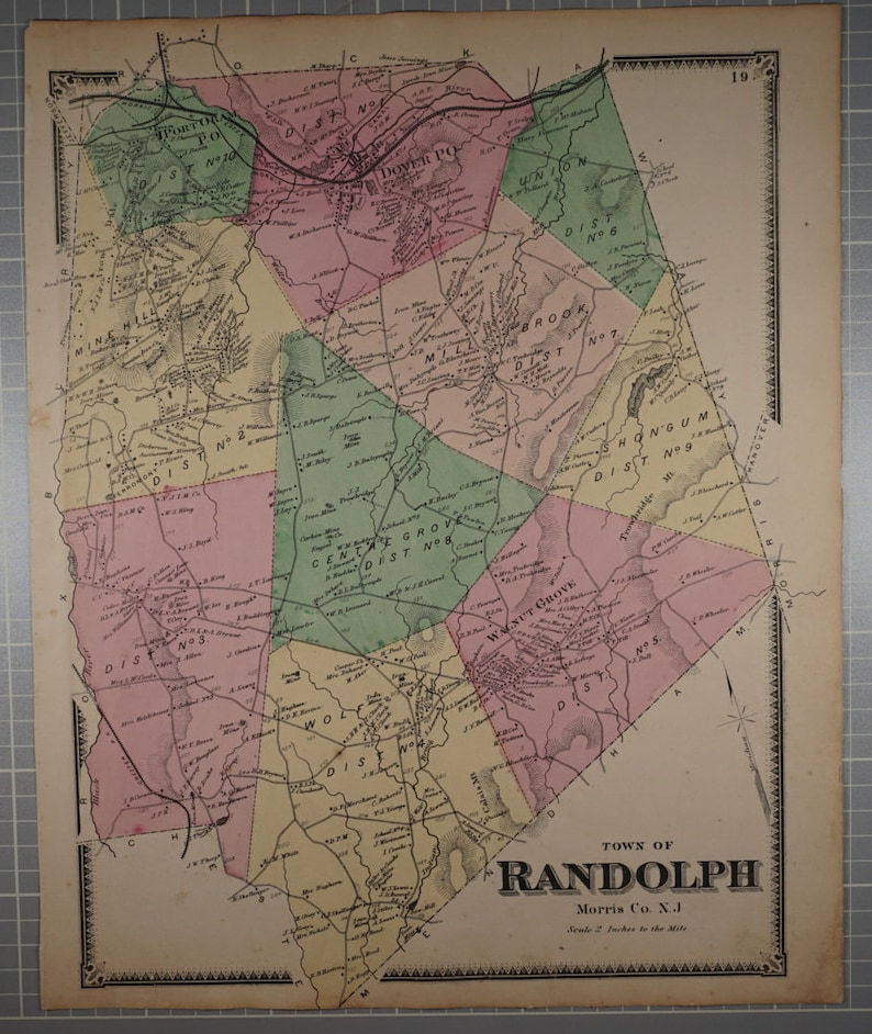 Original 1868 Map of Randolph, NJ in Morris County by F.W. Beers and 