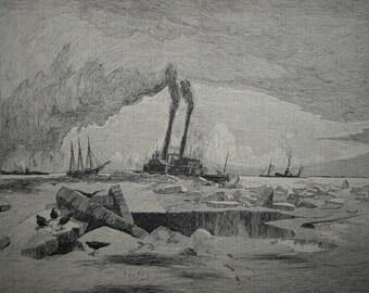 Ice On The Delaware. Drawn by F.E. Lummis, Harper’s Weekly Dated February 12th, 1887.