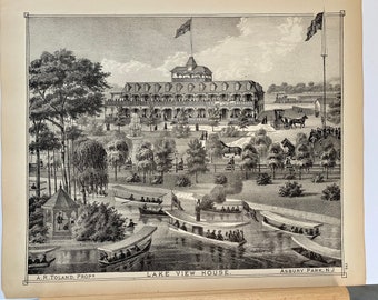 Original 1878 print of Asbury Park, New Jersey