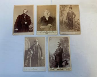 Antique Cabinet Photo Cards from the 1800’s of Men in Very Good to Excellent Condition