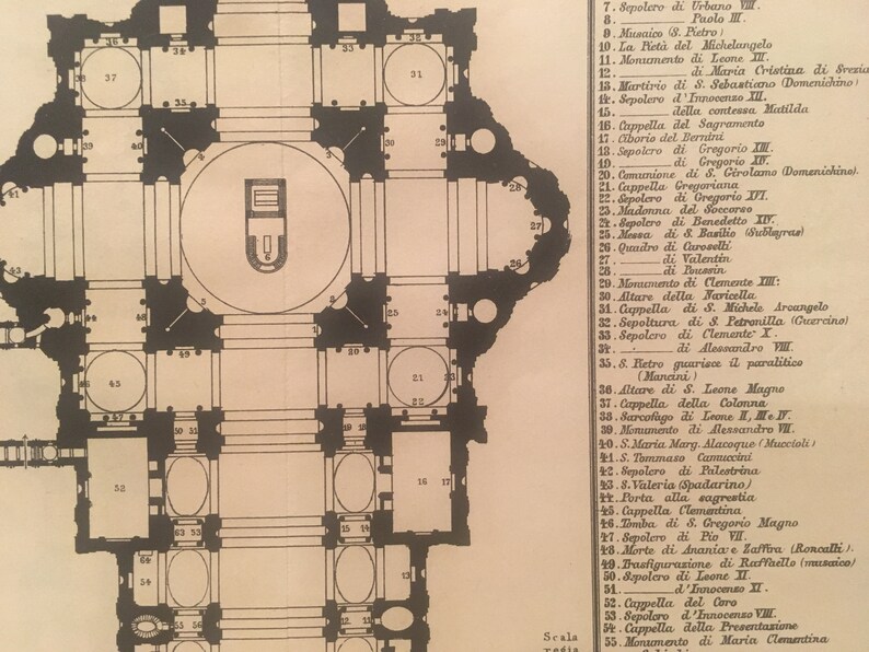 Pianta Della Basilica Di S. Pietro in Vaticano Vintage 6 X Etsy