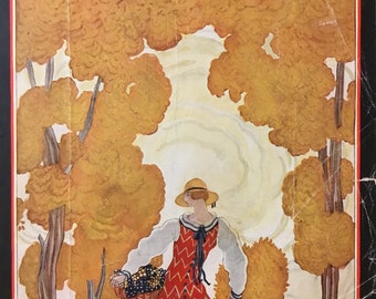 House & Garden Original Cover (Fall Harvest Fashion) Nov 1926, Conde Nast Pub. 9.5x12.5 in., Good Condition (Ripped Edges)