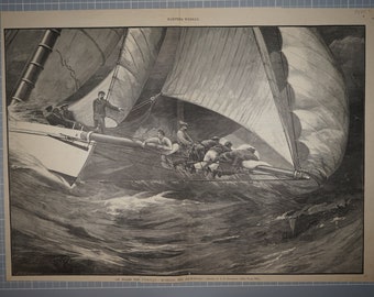 On Board The Puritan -“Muzzling the Jib Topsail”.