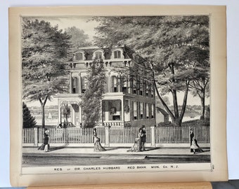 Original 1878 print of Red Bank, New Jersey