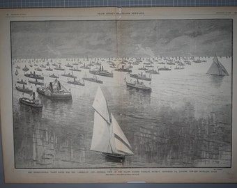 The International Yacht Races for the America’s Cup - General View of the Grand Marine Pageant, Monday, Looking Toward Scotland Light