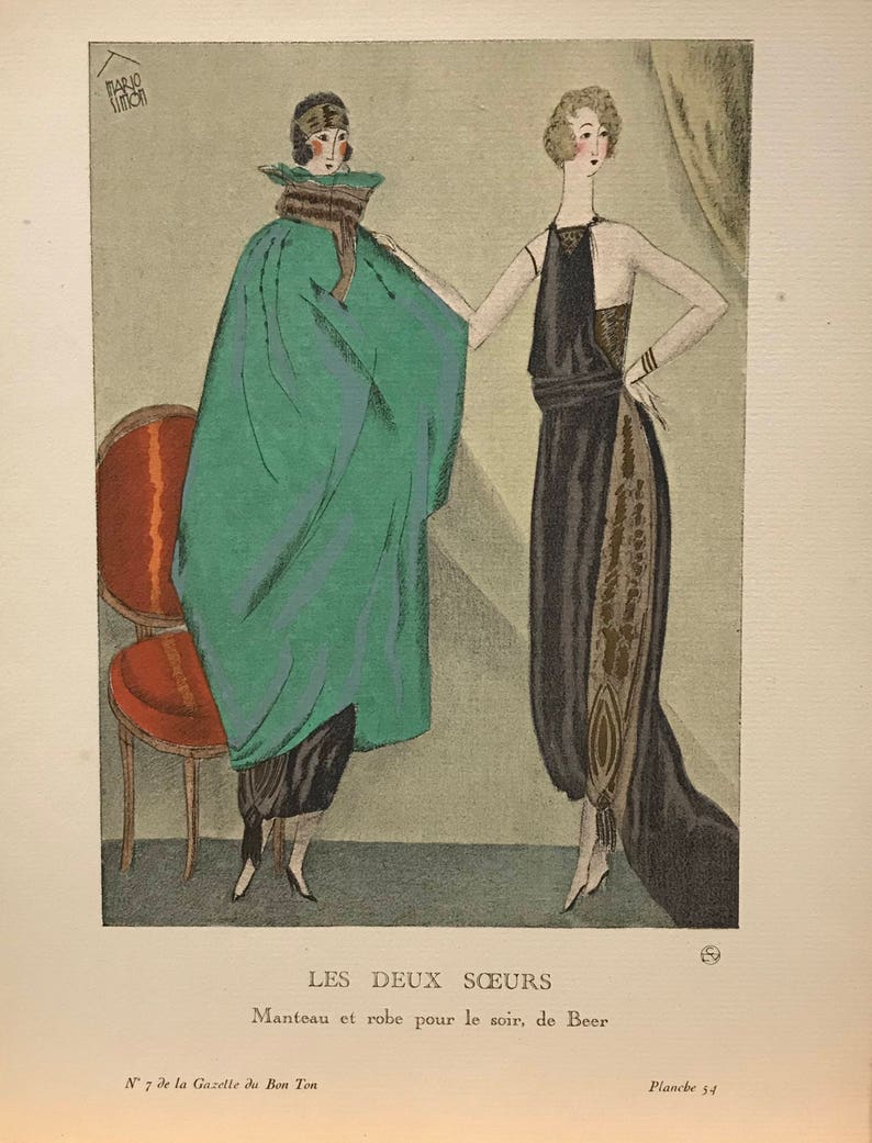 Gazette Du Bon Ton Art Original Print 7.5 X 9.5 Inches Etsy
