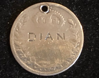 Love token/charm from the 1800’s inscription “Dian”
