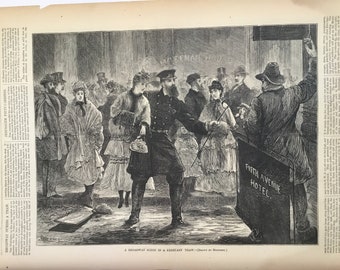 A Broadway Scene in A February Thaw drawn by Hennessy, New York, March 9, 1872, Harpers Weekly, 11x16in., Excellent Condition!