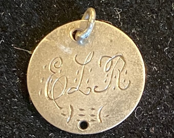 Love/Friendship token/charm Rare 1852 3 Cent Trimester monogrammed “ELR”