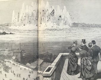 NYC Contruction Collection of Images, includes Tunnels & Elevated Tracks, Fall 1885, NY- Frank Leslie’s Illustrated Newspaper, 10.5x15.5in.