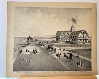 Original 1878 print of Ocean Beach, New Jersey