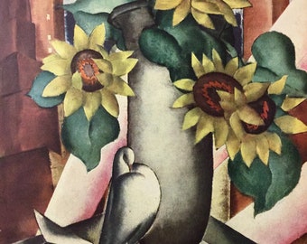 House & Garden Original Cover (Sunflower Vase) April 1929, Conde Nast Pub. 9.5x12.5 in., Good Condition (Ripped Edges)