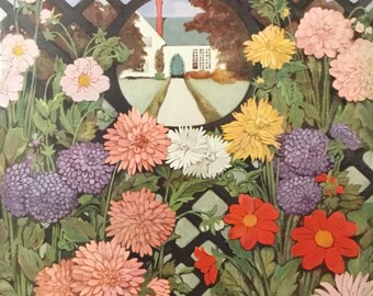 House & Garden Original Cover (Fall Garden) Oct 1923, Conde Nast Pub. 9.5x12.5 in., Good Condition (Ripped Edges)