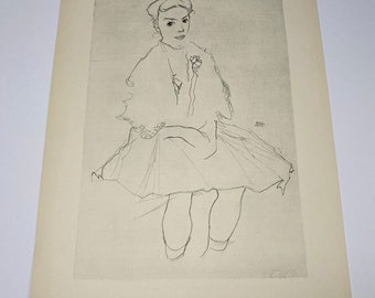 Egon Schiele - Little Girl in a Plaited Skirt