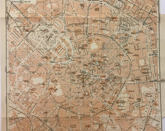 1928 Vintage Map of Milano, Italy, 9.25x9 inches, Excellent Condition!