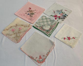 Set of 6 Vintage Hankerchiefs - lovely