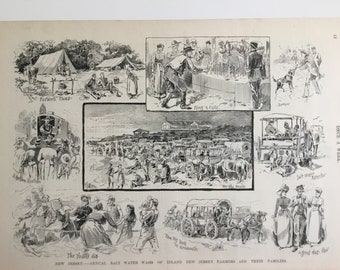 New Jersey-Annual Salt Water Wash of Inland NJ Farmers and Families, Sept 16, 1890, Once A Week, 11x16in.,Excellent Condition!